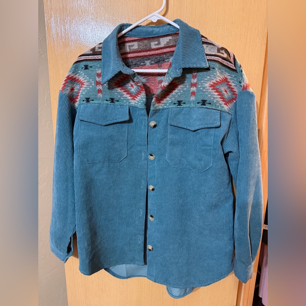 Blue Patterned Women's Jacket